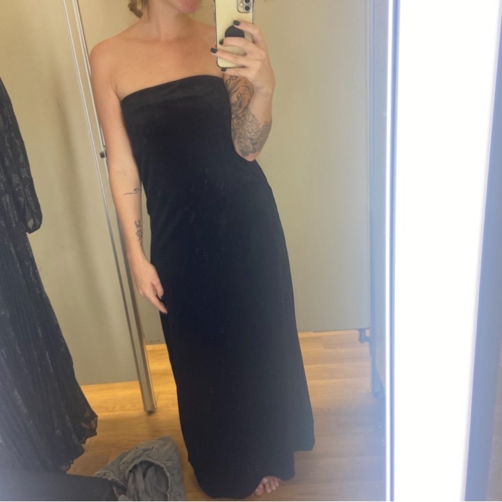 Black Velvet Strapless Dress